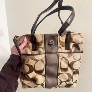Vintage Y2K Coach Brown and Tan Signature Tote
